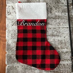 Christmas Stocking with name, “Brandon”, perfect for hanging on mantle